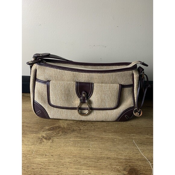Vintage ETIENNE AIGNER Woven Straw Leather Handbag Shoulder - Picture 1 of 16